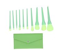Cosmetic Brush Set, Soft Hair Blusher and Loose Powder Brush, Professional Makeup Tool with Carry Bag for Beginners and Artists, Lightweight Portable Green Kit
