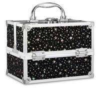Cosmetic Case Women's Vanity Case Empty Make Up Case Lockable Beauty Case Nail Case with Key for Girls Beauty Case, Black starry sky, Modern, multifunctional, youthful