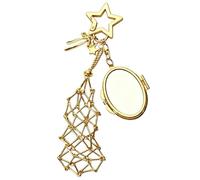 Cosmetic Cases Lipgloss Holder Keychain, Golden Star 3-in-1 Lipgloss Holder with Mirror | Portable Lipstick & Chic Purse Charm for Women