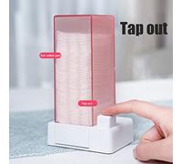 Cosmetic Cotton Storage Box, Automatic Cotton Pad Dispenser, Press Easily, Clear Make Up Pads Container with Lid, Take Out and Press Easily, Strong and, Anti-slip Bottom (pink)