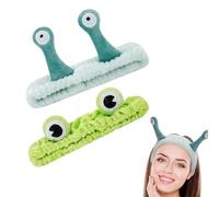 Cosmetic Hair Band, 2 Pieces Face Wash Headband, Elastic Snail Headband, Hair Band, Hair Band, Cosmetic Frog, Coral Fleece Hair Bands, Elastic Make Up Headbands for Women, Girls
