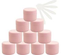 Cosmetic Jars 12 PC Empty 50ml Pink Plastic Cosmetic Jars with Screw Lid, 50g Small Pot with Inner Linner for Cosmetic Travel Gel Lip Balm + 5X Spatula(Roze,100ml)