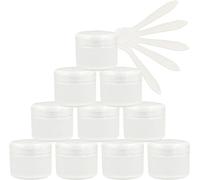 Cosmetic Jars 12 PC Empty 50ml Pink Plastic Cosmetic Jars with Screw Lid, 50g Small Pot with Inner Linner for Cosmetic Travel Gel Lip Balm + 5X Spatula(Transparent,50ml)