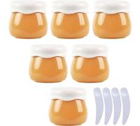 Cosmetic Jars, Pack of 6, Empty Pink 10ml Plastic Cosmetic Jars Container Pot Lip Balm Lotion Storage Container Face CreamTravel Bottle + 4 X Spatula(Geel)