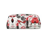 Cosmetic Lipstick Perfume Art Printing School Leather Zippered Fountain Ballpoint Rollerball Pens Pouch Pencils Case Holder for Pupil