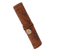Cosmetic Make Up PU Bag Pen Pencil Case for School Retro Roll Luxury Treasure Map Case Bag Purse Pouch(Dark Coffee)