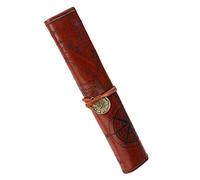 Cosmetic Make Up PU Bag Pen Pencil Case for School Retro Roll Luxury Treasure Map Case Bag Purse Pouch(Dark Brown)