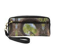 Cosmetic Makeup Bag â€“ Birds Nest Print Leather Small Makeup Bag for Travel, Toiletry Organizer with Zipper Pouch, Black, One Size