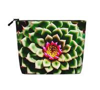 Cosmetic Makeup Bag â€“ Blooming Cactus Flower Print Fake Hemp Travel Toiletry Organizer, One Pack for Multiple Uses, Daily Storage
