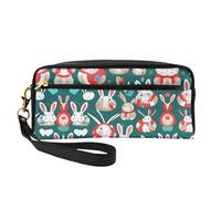 Cosmetic Makeup Bag â€“ Bunny Rabbits Print Leather Small Makeup Bag for Travel, Toiletry Organizer with Zipper Pouch, Black, One Size, Black, One Size