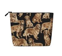 Cosmetic Makeup Bag â€“ Golden Retrievers Print Fake Hemp Travel Toiletry Organizer, One Pack for Multiple Uses, Daily Storage