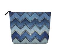 Cosmetic Makeup Bag â€“ Gradient Blue Denim Print Fake Hemp Travel Toiletry Organizer, One Pack for Multiple Uses, Daily Storage