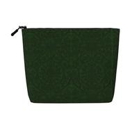 Cosmetic Makeup Bag â€“ Hunter Green Floral Petals Pattern Print Fake Hemp Travel Toiletry Organizer, One Pack for Multiple Uses, Daily Storage