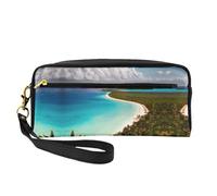 Cosmetic Makeup Bag â€“ island of cuba Print Leather Small Makeup Bag for Travel, Toiletry Organizer with Zipper Pouch, Black, One Size, Black, One Size