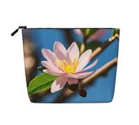 Cosmetic Makeup Bag â€“ Pink Almond Blossom Print Fake Hemp Travel Toiletry Organizer, One Pack for Multiple Uses, Daily Storage
