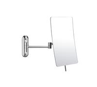 Cosmetic Mirror Wall Mounted 360 Swivelling Makeup Mirror 3x Magnifying Single Sided Rectangular Silver Finish