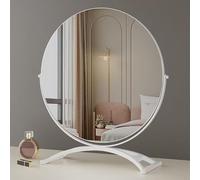 Cosmetic Mirror with Arched Base, 360° Rotatable Bracket, Round Beauty Shaving Mirror On The Desktop, Simple and Elegant(White,40 * 16 * 47 cm)