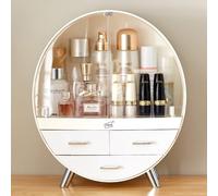 Cosmetic Organiser Makeup 2 Drawer Round Desktop Display Storage Box