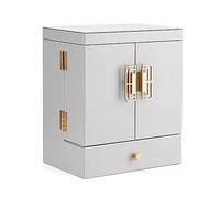 Cosmetic Organizer Luxury Makeup Organiser Storage Box Cabinet with Mirror and Drawer, Cosmetic Organizer MDF, Skincare Beauty Caddy for Dresser & Bathroom, Dust-Proof Waterproof(Gris)