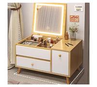 Cosmetic Organizer Makeup Organizer Storage Box Cabinet，Small Dressing Table for Cosmetics Skincare Lipstick Jewerly and Brushes,Simple Dresser for Countertop Window(Wood Color)