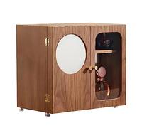 Cosmetic Organizer Wood Makeup Organizer Box Jewellery Cabinet, Large Capacity Cosmetic Storage Stand with Mirror and Drawers, Organiser with Hooks, for Bedroom Vanity Dresser Countertop