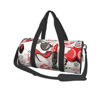 Cosmetic Perfume Art Large Round Travel Duffle Bag, Full-Print Canvas Weekender with Padded Lining, Multiple Pockets,Detachable Shoulder Strap and Soft Leather Handles
