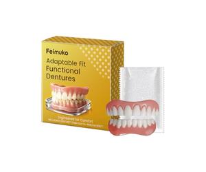 Cosmetic Snap-On Denture Set - Removable Suction-Fit False Teeth, Upper and Lower, Natural Shade for Temporary Smile Enhancement, Suitable for Photos Social Occasions and Special Events