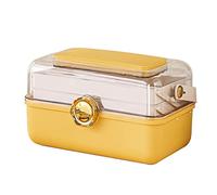 Cosmetic Storage Box 1 Pack Ladies Cosmetics Storage Box Large Capacity Transparent Jewelry Box with Mirror Three Tier Shelf with Handle Makeup Container(C)