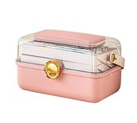 Cosmetic Storage Box 1 Pack Ladies Cosmetics Storage Box Large Capacity Transparent Jewelry Box with Mirror Three Tier Shelf with Handle Makeup Container(A)