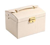 Cosmetic Storage Box Fashion Exquisite Three Layers PU Leather Cosmetic Case with Lock and Mirror Travel Jewelry Shelf Storage Gift Box Cosmetic Display Cabinet(D)