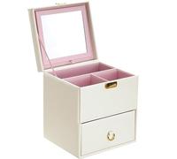 Cosmetic Storage Box Multifunctional Portable Large Capacity Cosmetic Bag Female Cosmetic Box Drawer Type Makeup Storage Bag with Mirror Makeup Container(A)