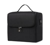 Cosmetic Storage Box Portable Makeup Washing Bag Multilayer Foldable Nail Salon Decorative Makeup Case(Black)