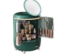 Cosmetic Storage Organizer Large Capacity Make Up Case Storage Box with Internal Lamp and LED Mirror, Dustproof Cosmetic Storage Box, Cosmetics Organizer Skin Care Products Jewelry Organizer Case Fini
