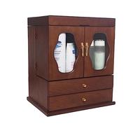Cosmetic Storage Organizer Wood Makeup Organizer Box Cabinet with Drawers, Large Jewelry and Cosmetic Makeup Organizer Box with Dustproof Lid and Mirror, for Bedroom Counter Dresser Countertop Organiz