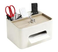 Cosmetic Tissue Box with 2 Compartments, Tissue Box Organiser for Desk, Office and Bathroom