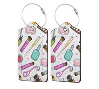 Cosmetic Tools Luggage Tag, Pu Leather Travel Luggage Tag Suitcase Tag Durable Steel Loop Suitcase Tags Identifiers