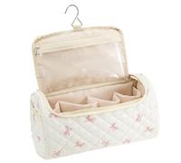 Cosmetic Travel Bag - Large Capacity Pouch, Portable Size with Multiple Compartments, Soft Cotton Material, Practical and Stylish, Perfect for Brushes Straighteners Jewelry Gym