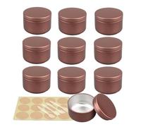 Cosmetic Travel Containers,Travel Jars for Toiletries,10 Pieces 50 ml Empty Brown Round Aluminum Tin Jars with Lids Cosmetics Containers Pots for DIY(Brown)