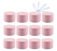 Cosmetic Travel Containers,Travel Jars for Toiletries,24 Pieces 5ml Matte Black Empty Plastic Cosmetic Jars with Screw Lid 5g Small Containers(Pink,50ml)
