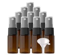 Cosmetic Travel Containers,Travel Jars for Toiletries,48 Pieces Mini Empty 10 ml Blue PET Plastic Fine Mist Pump Spray Bottles with Black Sprayer(Brown)