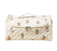 Cosmetic Travel Pouch - Portable Makeup Bag, Compact Size Cotton Organizer with Multiple Compartments for Brushes Straighteners Curlers Jewelry and Toiletries Cotton Material