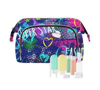 Cosmetics Bag 1970s Disco Retro Grunge Graffiti Lightweight Travel Bags For Women Women's Coin Change Purse for Travel Toiletry, 1970S disco retro grunge graffiti56, 10.2" x 5.9" x 6.7", Art Deco