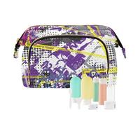 Cosmetics Bag 1970s Disco Retro Grunge Graffiti Waterproof Cosmetic Makeup Bag Women Cash Wallet for Travel Organizer, 1970S disco retro grunge graffiti36, 10.2" x 5.9" x 6.7", Art Deco