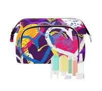 Cosmetics Bag 1970s Disco Retro Grunge Graffiti Zipper Bathroom Storage Bag Jewelry for Travel Kit, 1970S disco retro grunge graffiti54, 10.2" x 5.9" x 6.7", Art Deco