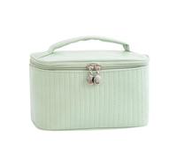 Cosmetics Travel Bag， Makeup Bags Travel Toiletry Cute Cases Bag Portable Solid Color Organizer Box Cosmetic Neceser PU Leather ，Large-Capacity Makeup Bag(Green)