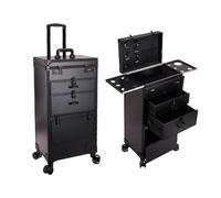Cosmetology Case on Wheels, with Drawers Password Locks, Rolling Makeup Train Case, Makeup Nail Organizer Cart, for Artist Salon Nail Teach Trunk