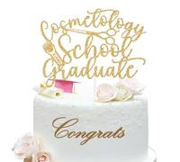 Cosmetology School Graduate Cake Topper, Congrats Cosmetologist Cake Decor, I Will Cut You, Cosmetology School Survivor Graduation Party Decorations, Gold Glitter