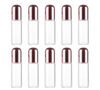 COSMEVIVI 10pcs Refillable Glass Roller Bottles 5ml with Rose Gold Aluminum Lids, Protects Essential Oils from Volatilization, for Travel Perfume and Essential Oil Application