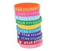 COSMEVIVI 10Pcs Star Student Wristbands Multi Color Silicone Bracelets for Classroom Teacher Recognition Motivational Reward Bangles for Students School Activities and Team Building
