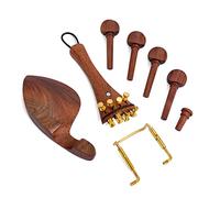 COSMEVIVI 15pcs Violin Red Fitings Set Fiddle String Instrument Accessories Chinrest Tailpiece Endpin Tail Gut